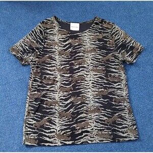 Vintage TR Bentley Cheatah Pattern Short Sleeve Top
